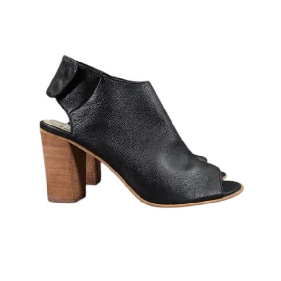 Steve Madden Shoes Womens 6 Booties Fashion Open Toe Ankle Strap Leather Black - Picture 1 of 12